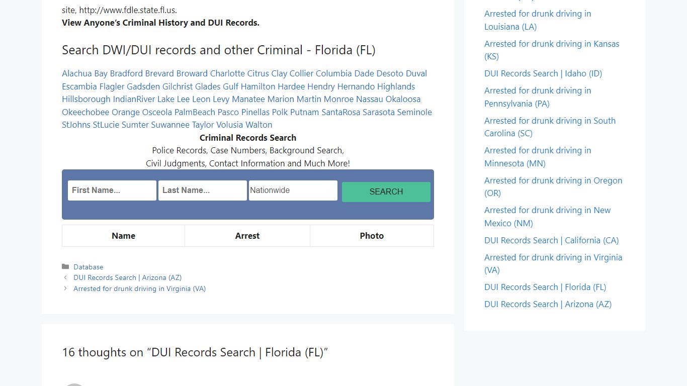 DUI Records Search | Florida (FL) – Drunk Drivers